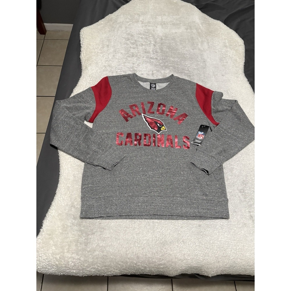 New NFL Arizona Cardinals Women's Gray Red Pullover Large Crewneck